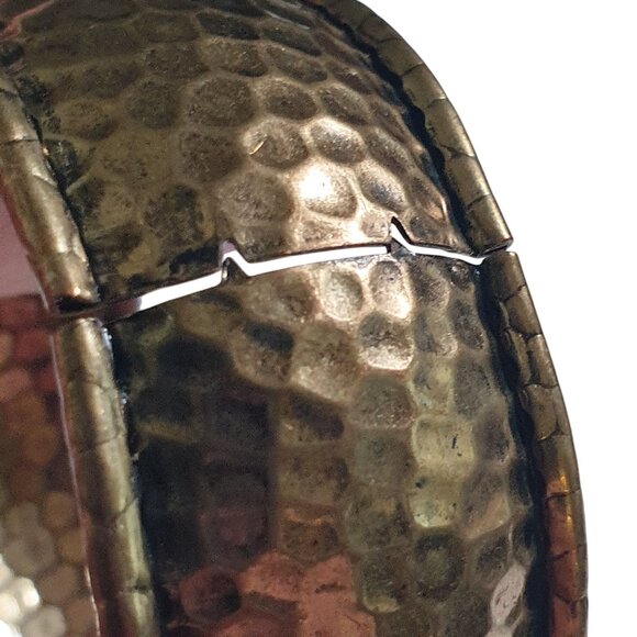 Rustic Vintage Style Hammered Copper Bracelet Distressed Finish Wide Band Design - Picture 2 of 5